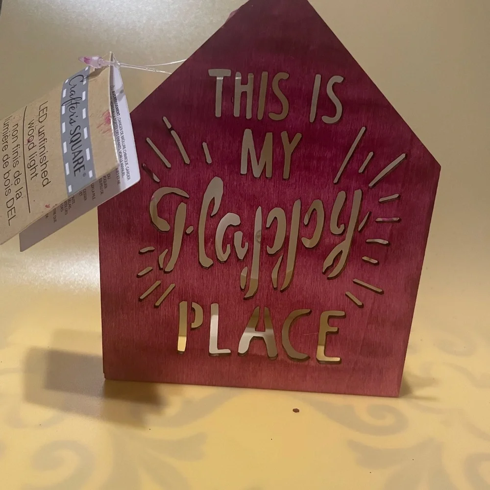 Crafters Square LED This is my Happy Place Wood Light